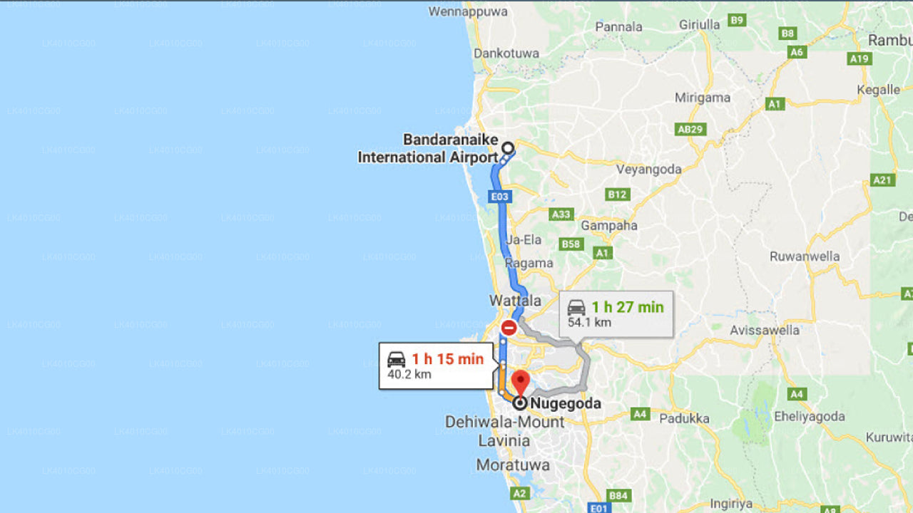 Nugegoda City to Colombo Airport (CMB)Private Transfer