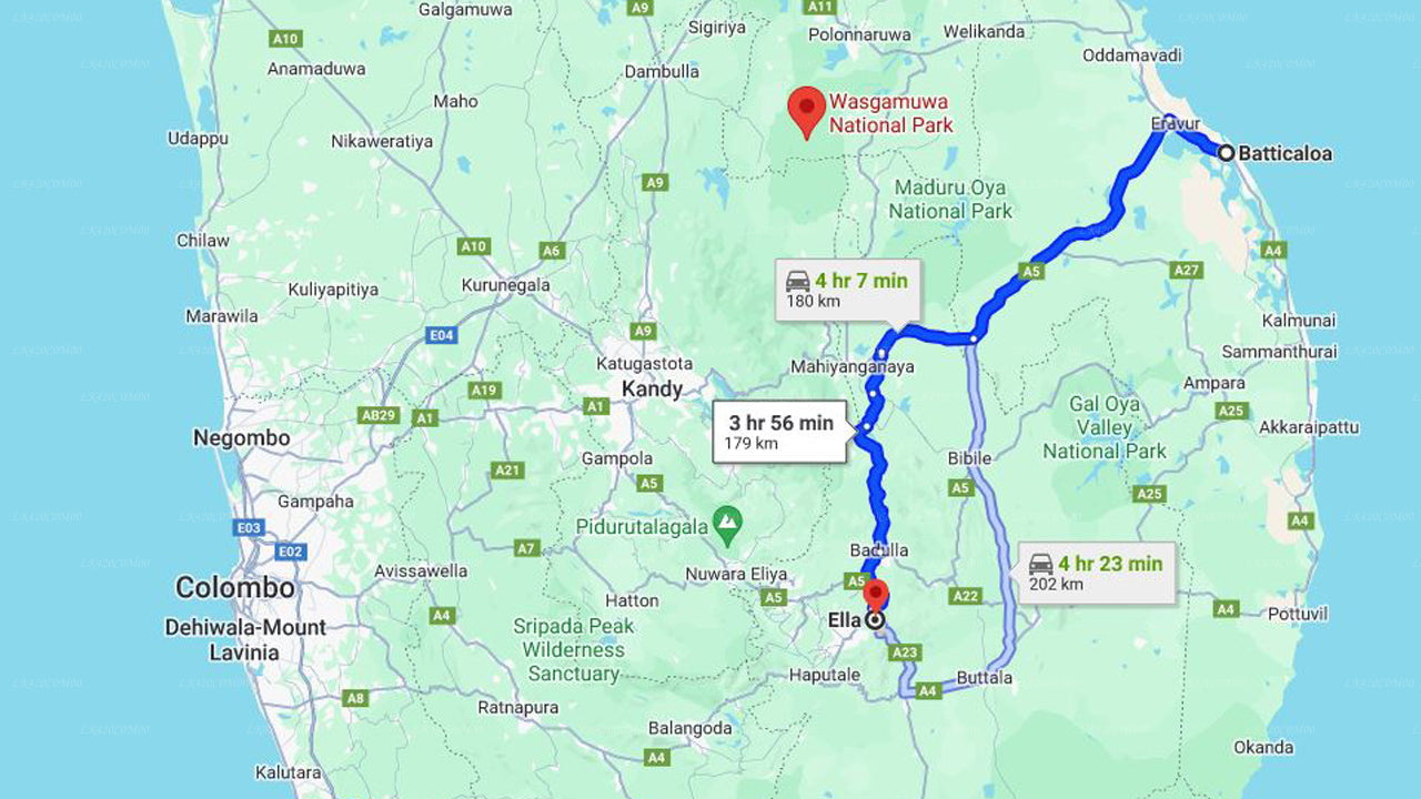 Jaffna City to Ella City Private Transfer