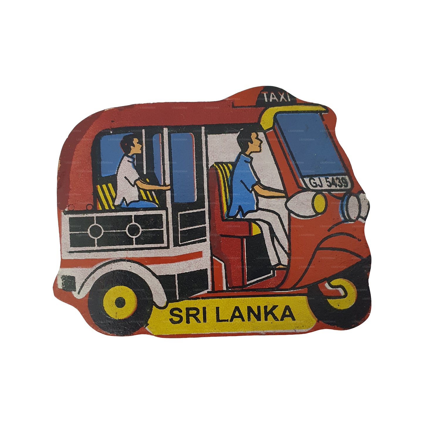 Sri Lanka Kırmızı Tuk Tuk Buzdolabı Mıknatısı