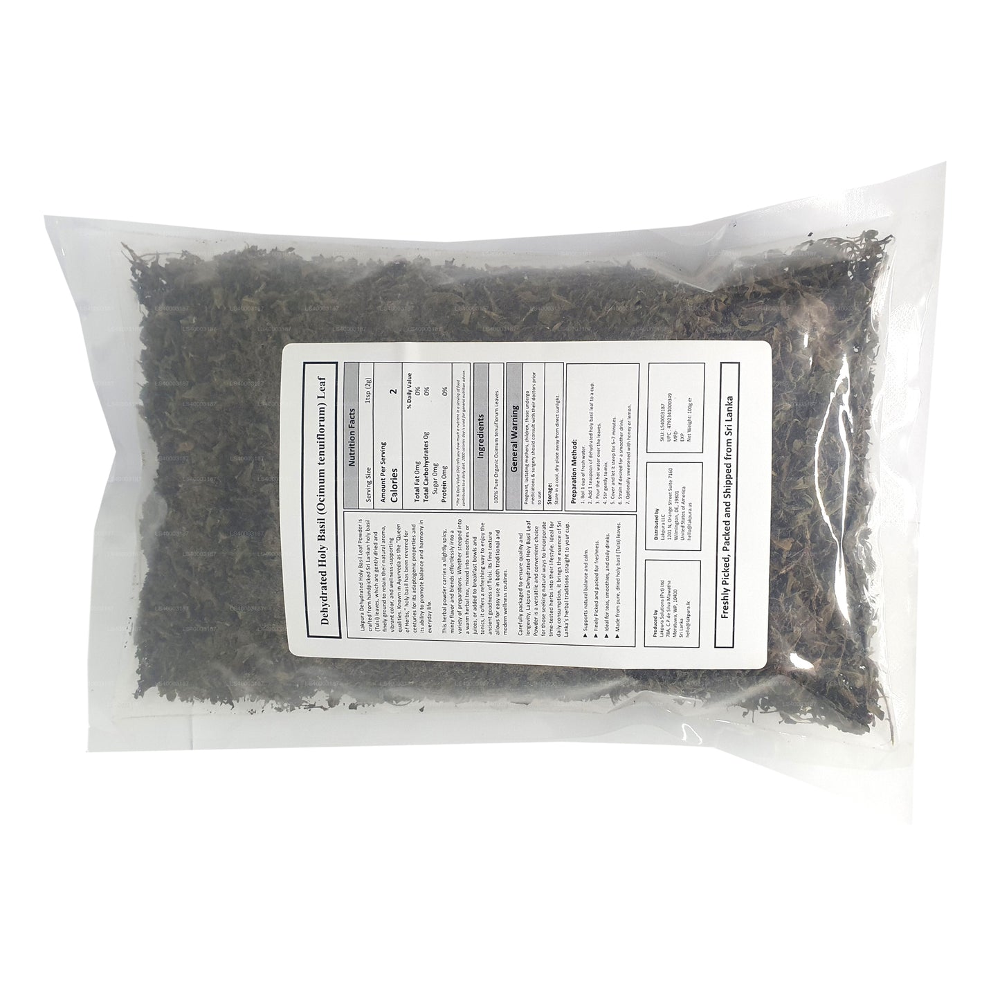 Lakpura Kurutulmuş Kutsal Fesleğen Tulsi Yaprakları