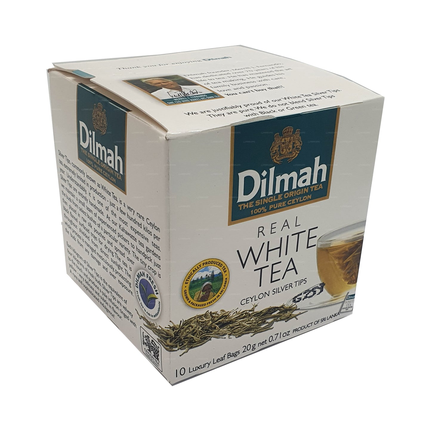 Dilmah Gerçek Beyaz Çay Seylan Gümüş İpuçları (20g) 10 Çay Poşetleri