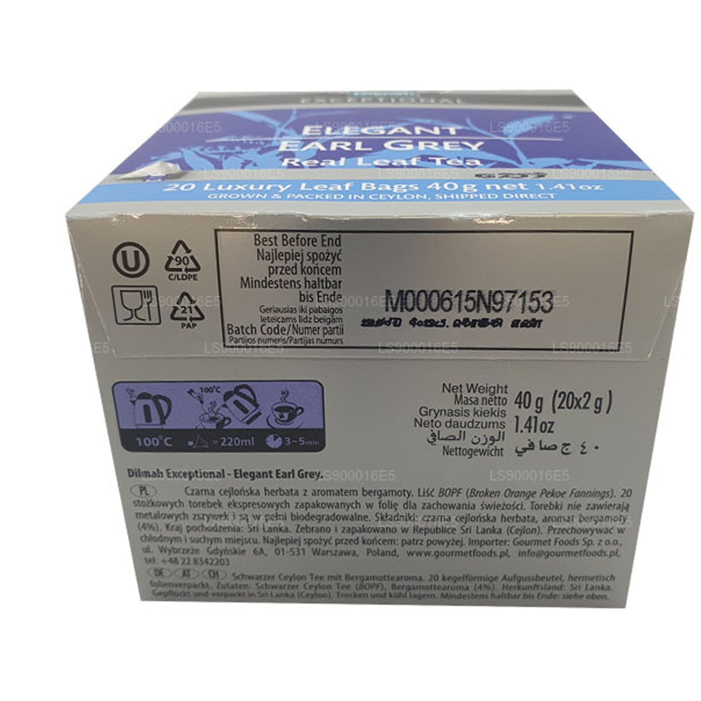 Dilmah Olağanüstü Zarif Earl Grey Gerçek Yaprak Çay (40g) 20 Çay Poşeti