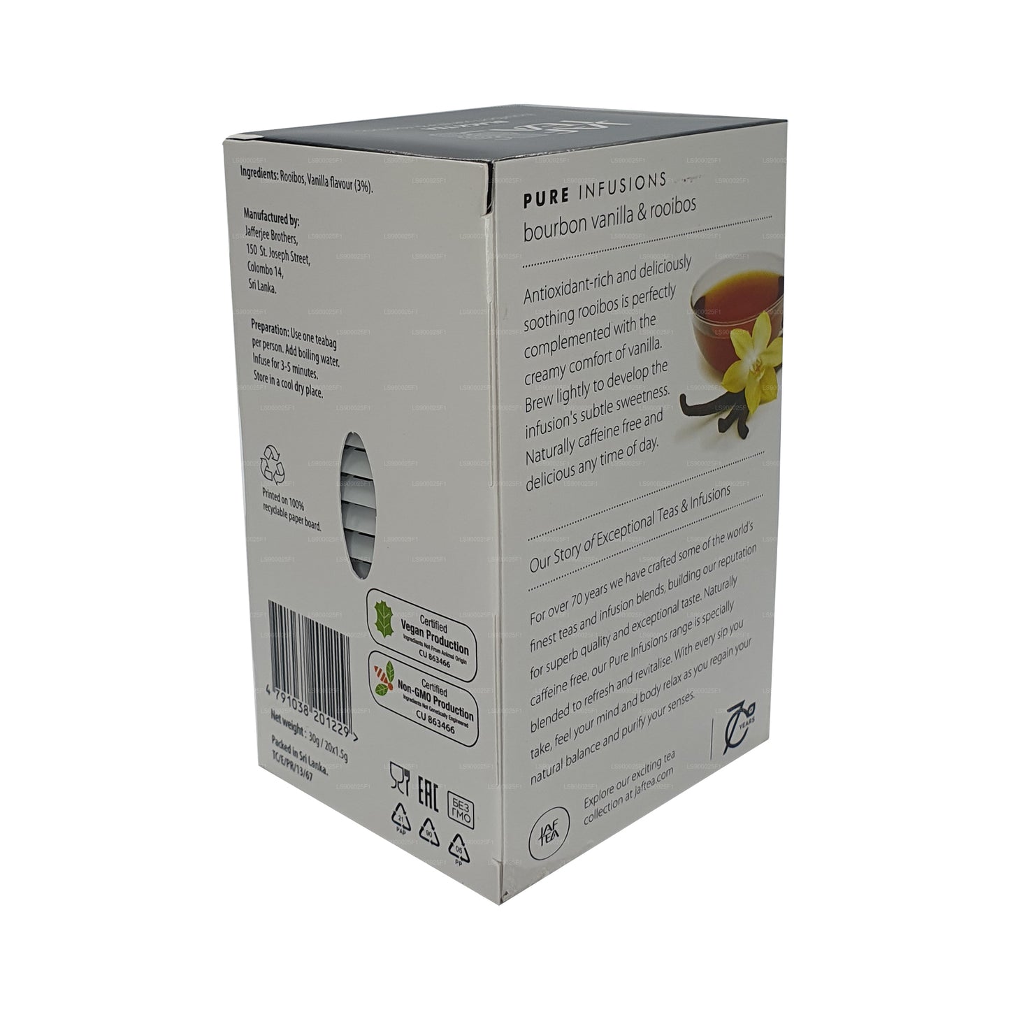 Jaf Çay Saf İnfüzyonlar Koleksiyonu Bourbon Vanilya Rooibos (30g) 20 Çay Poşetleri