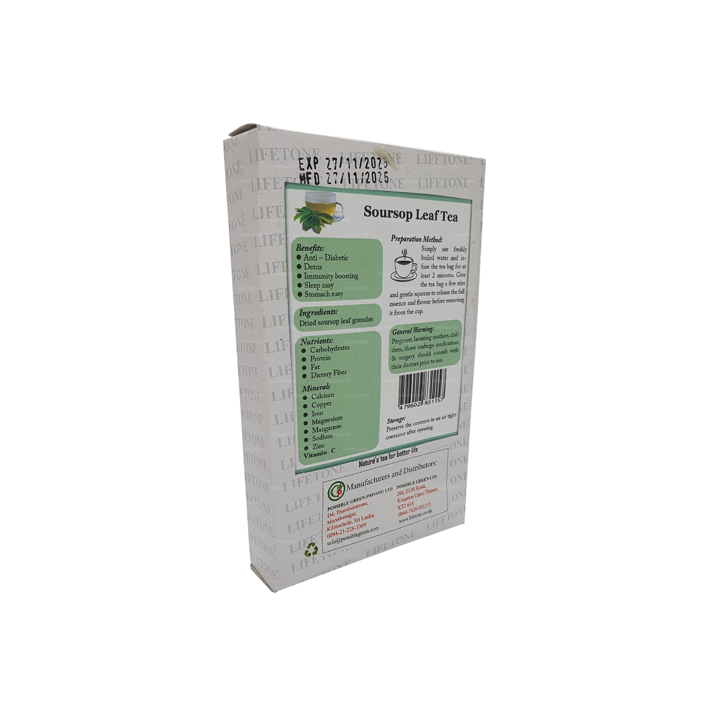 Lifetone Soursop Yaprak Çay (30g) 20 Çay Poşetleri