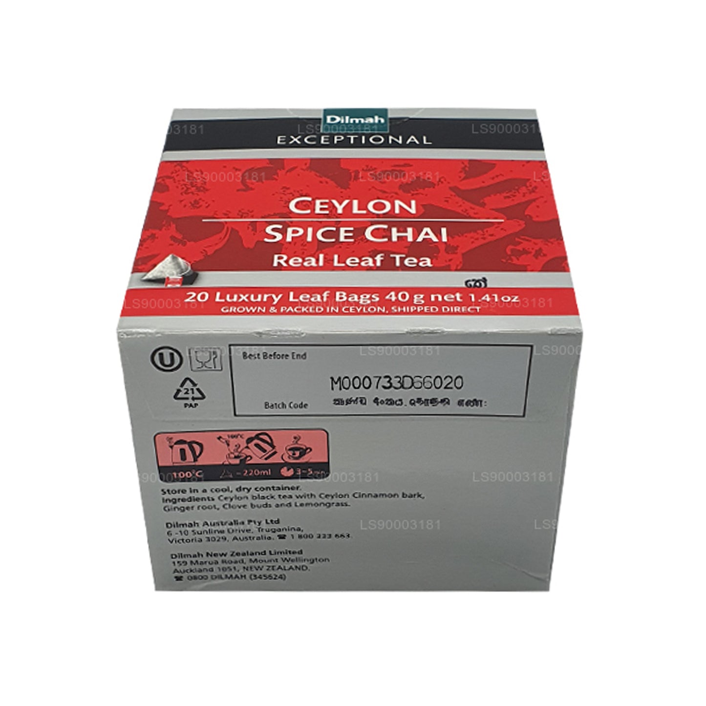 Dilmah Olağanüstü Seylan Baharat Chai (40g) 20 Çay Poşetleri