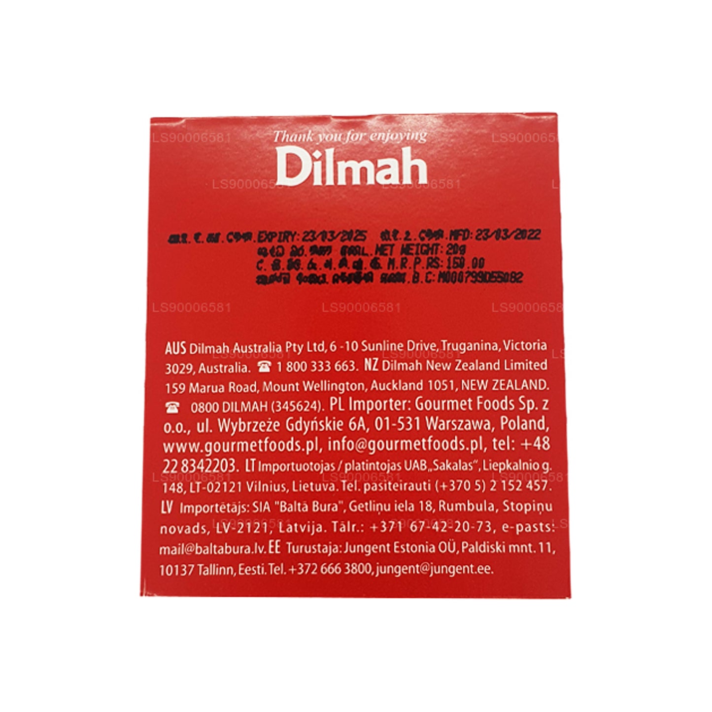 Dilmah İngiliz Kahvaltı Çayı (20g) 10 Bireysel Folyo Sarılı Çay Poşeti