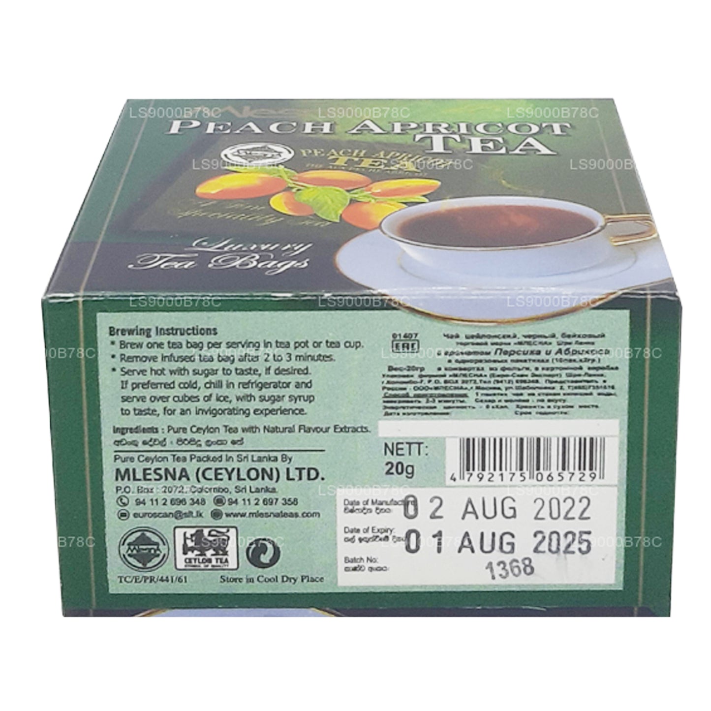 Mlesna Şeftali Kayısı Çayı (20g) 10 Lüks Çay Poşeti