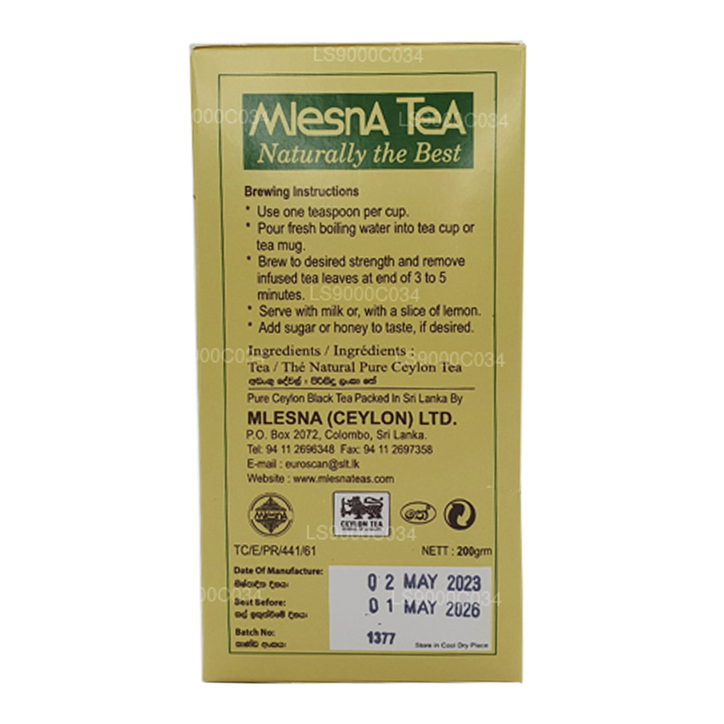 Mlesna Loolecondera BOP Fannings Strong Brew Gevşek Çay (200g)