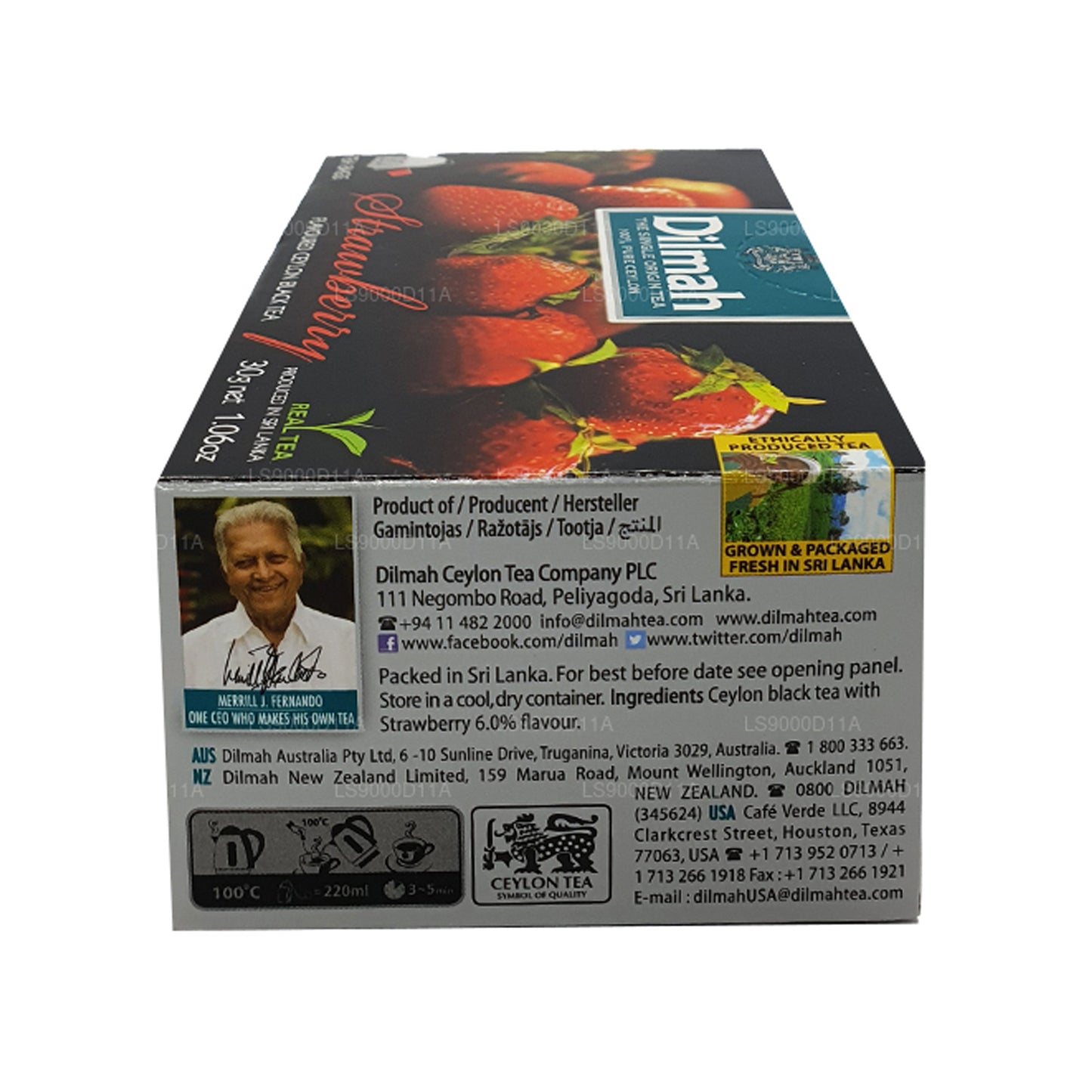 Dilmah Çilek Aromalı Seylan Siyah Çay (30g) 20 Çay Poşeti