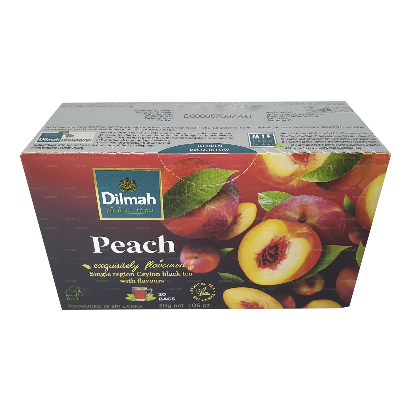 Dilmah Şeftali Aromalı Seylan Siyah Çay (30g) 20 Çay Poşeti