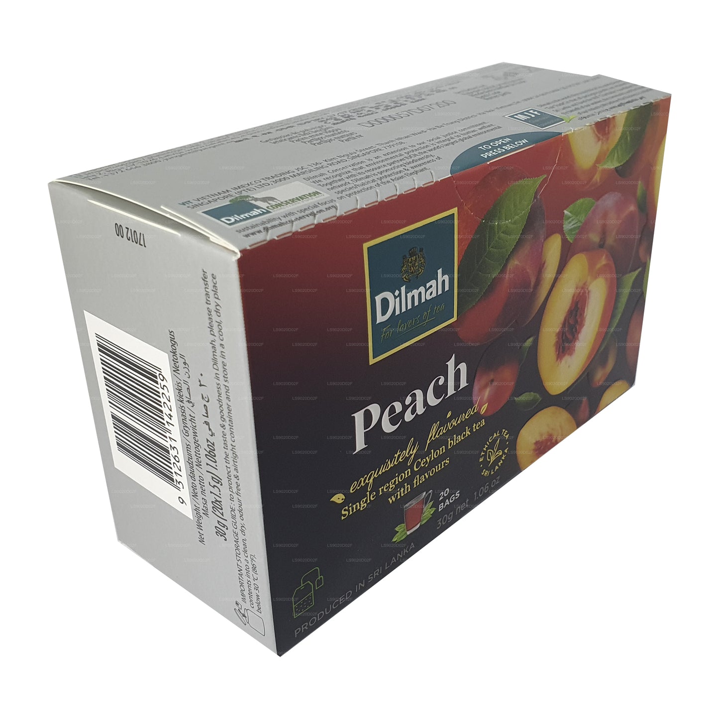Dilmah Şeftali Aromalı Seylan Siyah Çay (30g) 20 Çay Poşeti