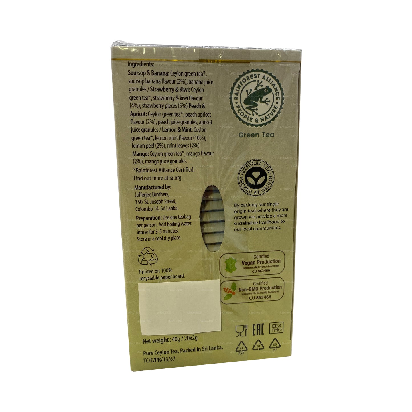 Jaf Tea Pure Green Collection Yeşil Çay Meyve Melodisi (40g) 20 Çay Poşeti