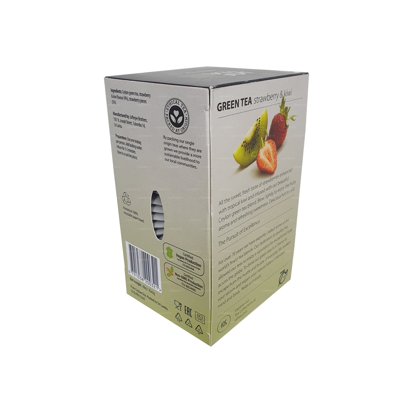 Jaf Tea Pure Green Collection Yeşil Çay Çilek ve Kivi (40g) 20 Çay Poşeti