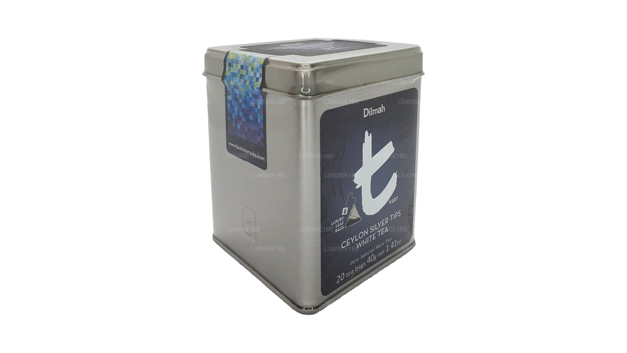 Dilmah T-serisi VSRT Seylan Gümüş İpuçları Beyaz Çay Teneke Caddy (40g) Gevşek Yaprak