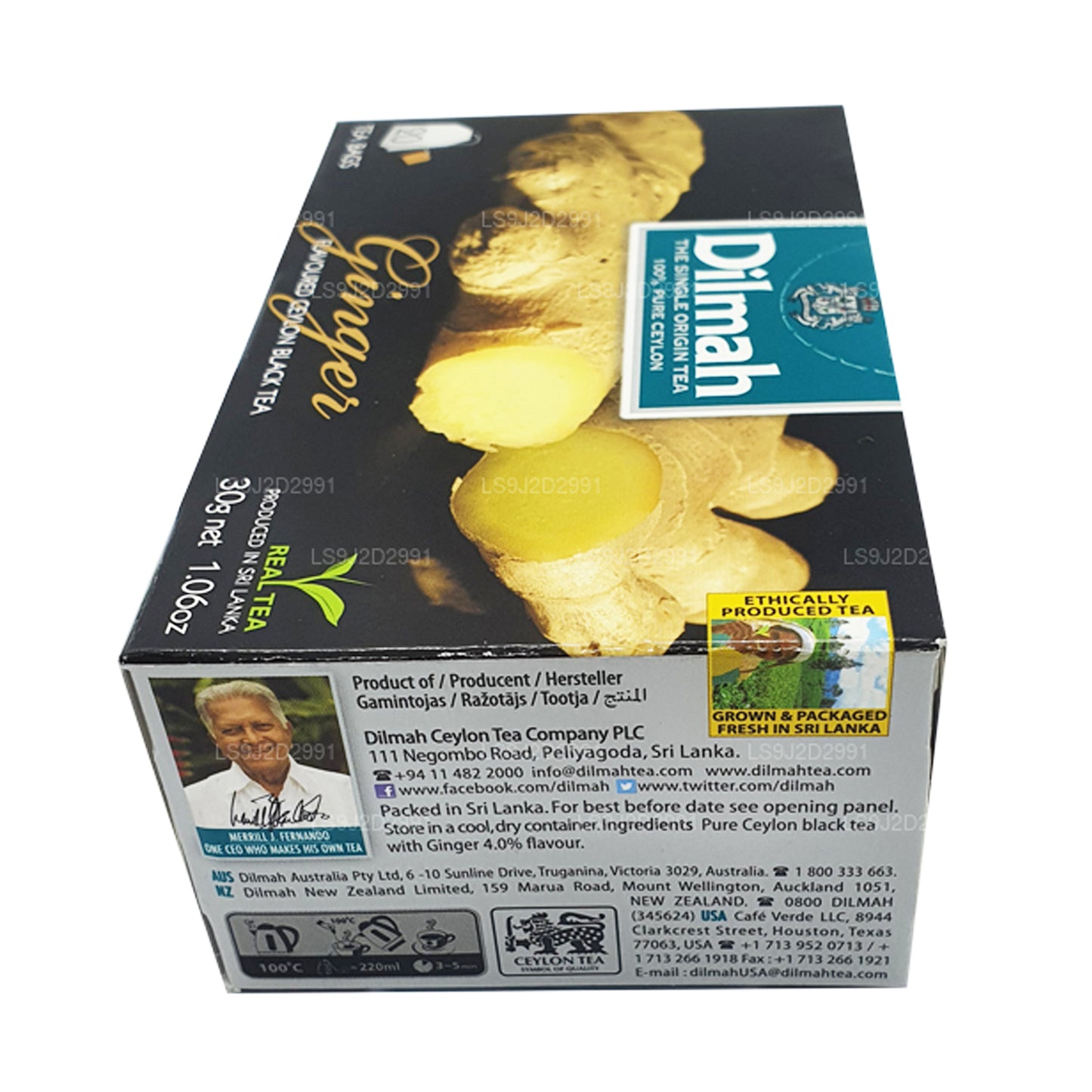 Dilmah Zencefil Aromalı Siyah Çay (30g) 20 Çay Poşeti