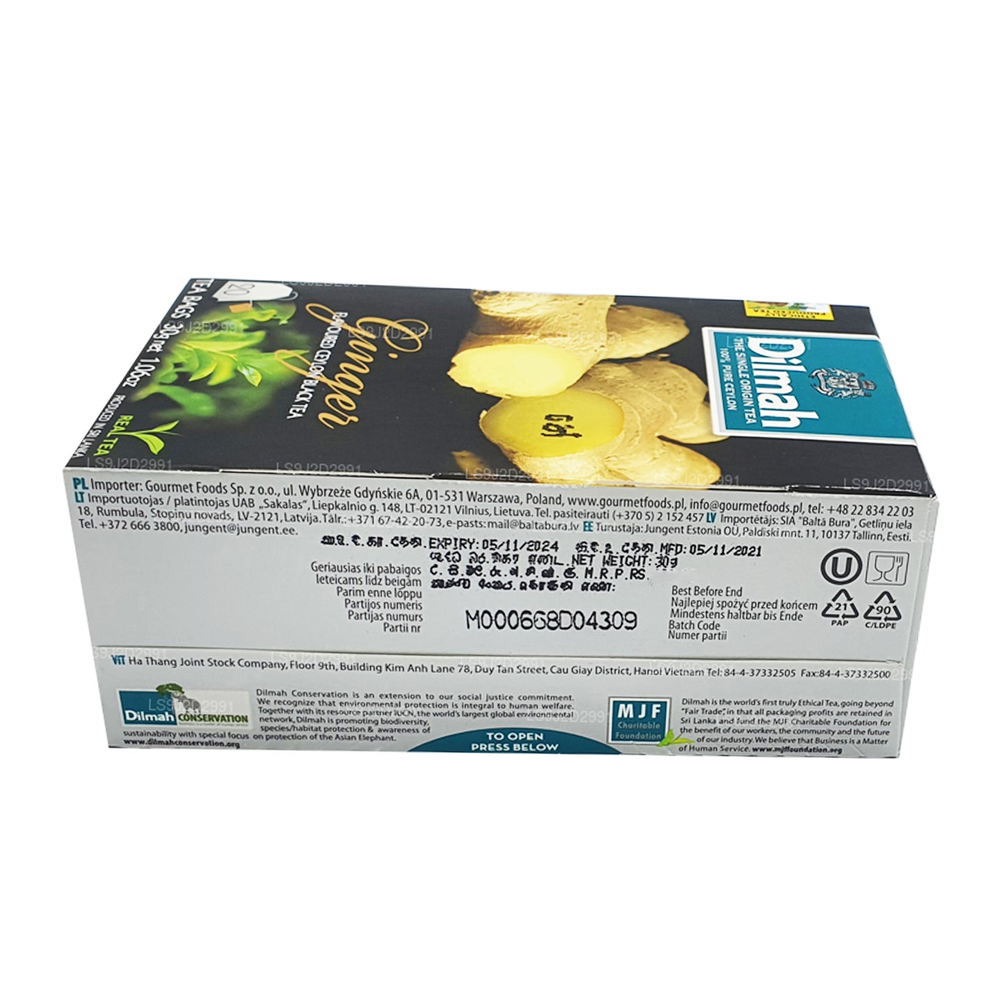 Dilmah Zencefil Aromalı Siyah Çay (30g) 20 Çay Poşeti