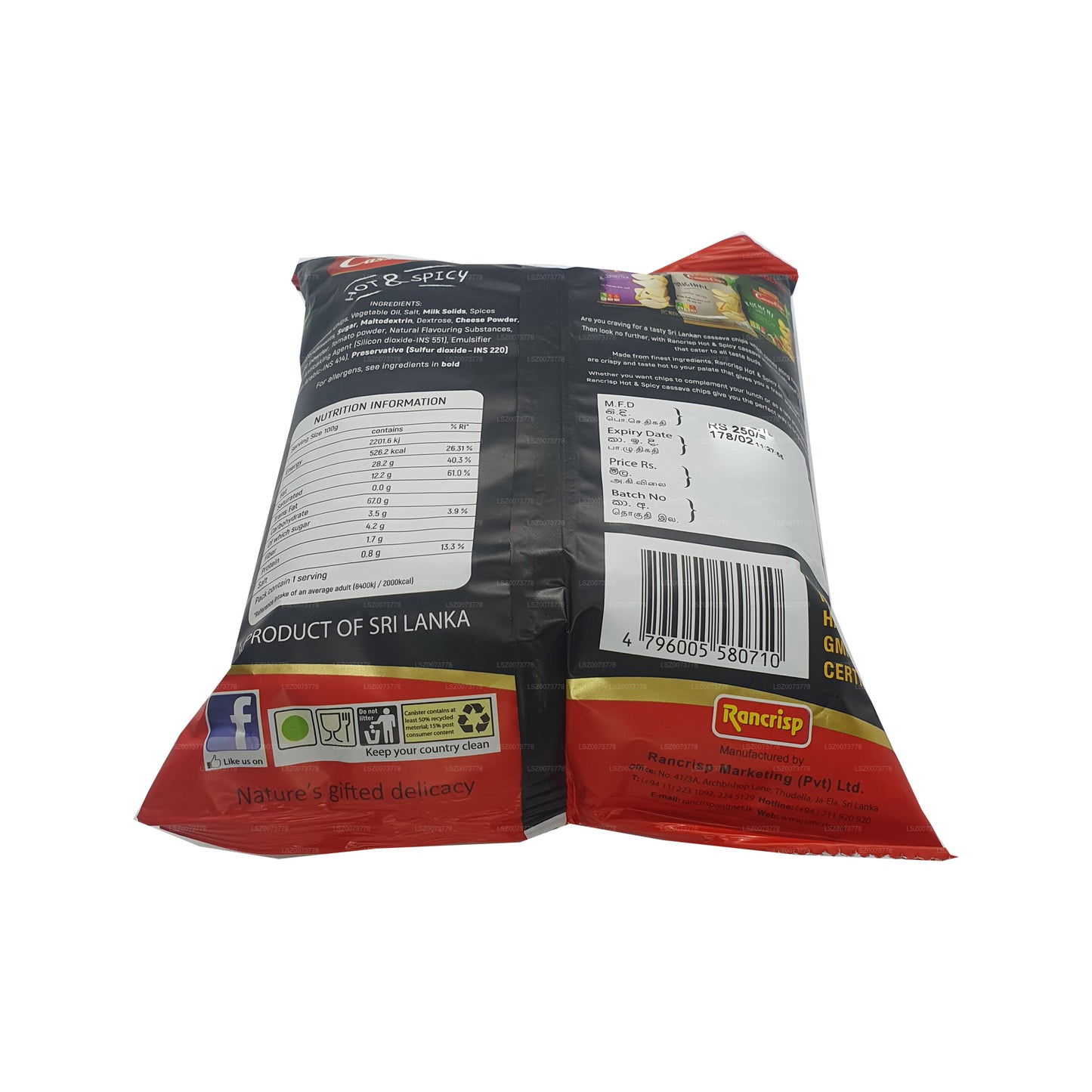 Rancrisp Manyok Cipsi Sıcak ve Baharatlı (100g)