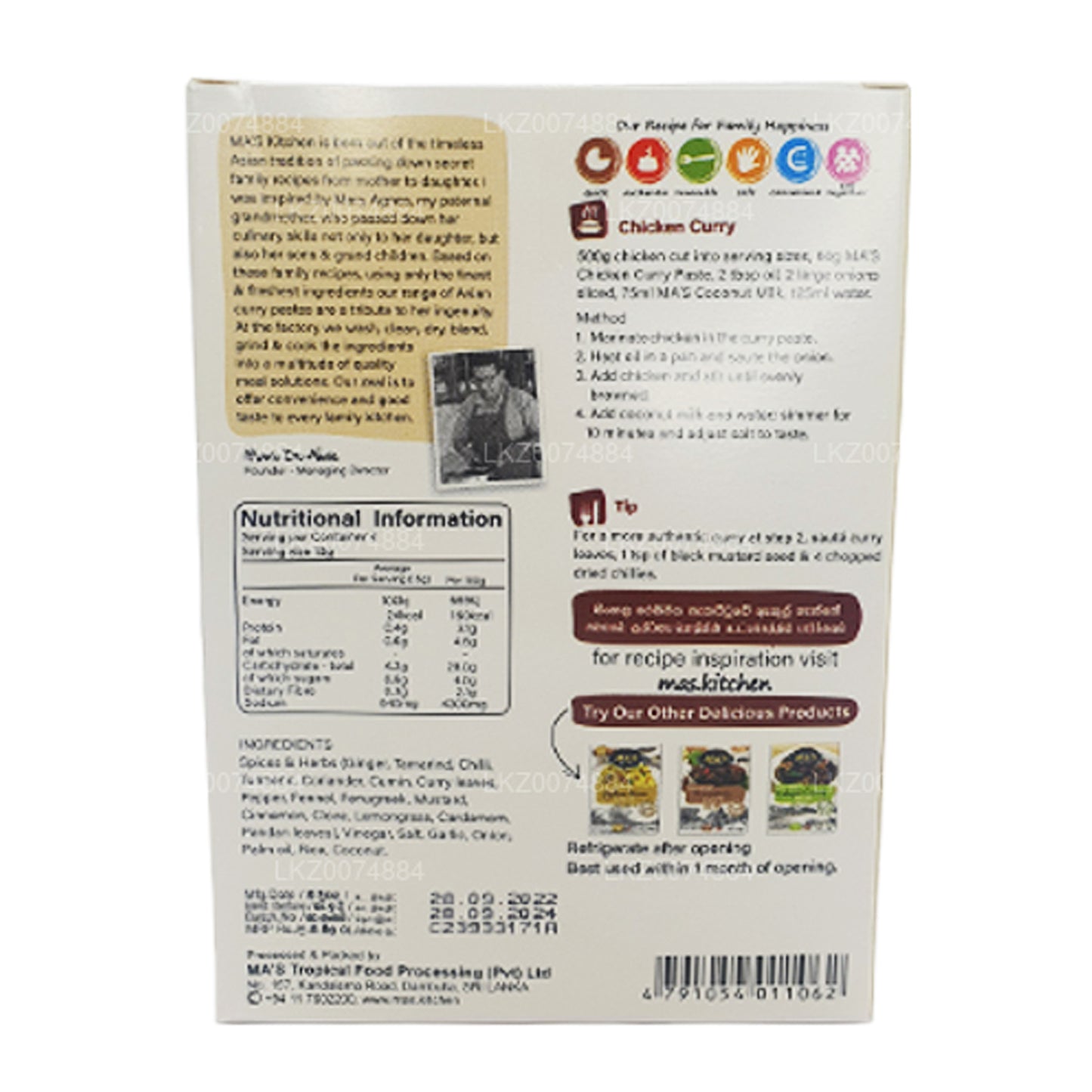 MA's Kitchen Sri Lankalı Tavuk Köri Ezmesi (50g)