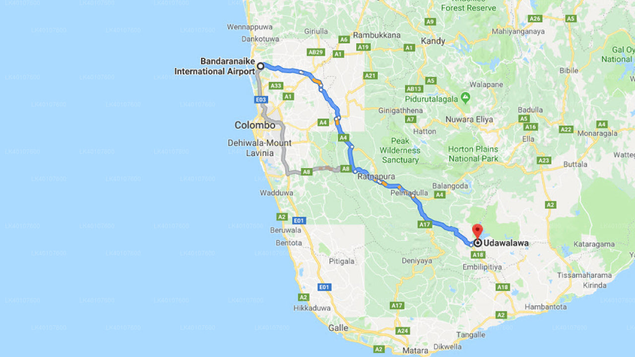 Kolombo Havalimanı (SPK) Udawalawe Şehrine Özel Transfer