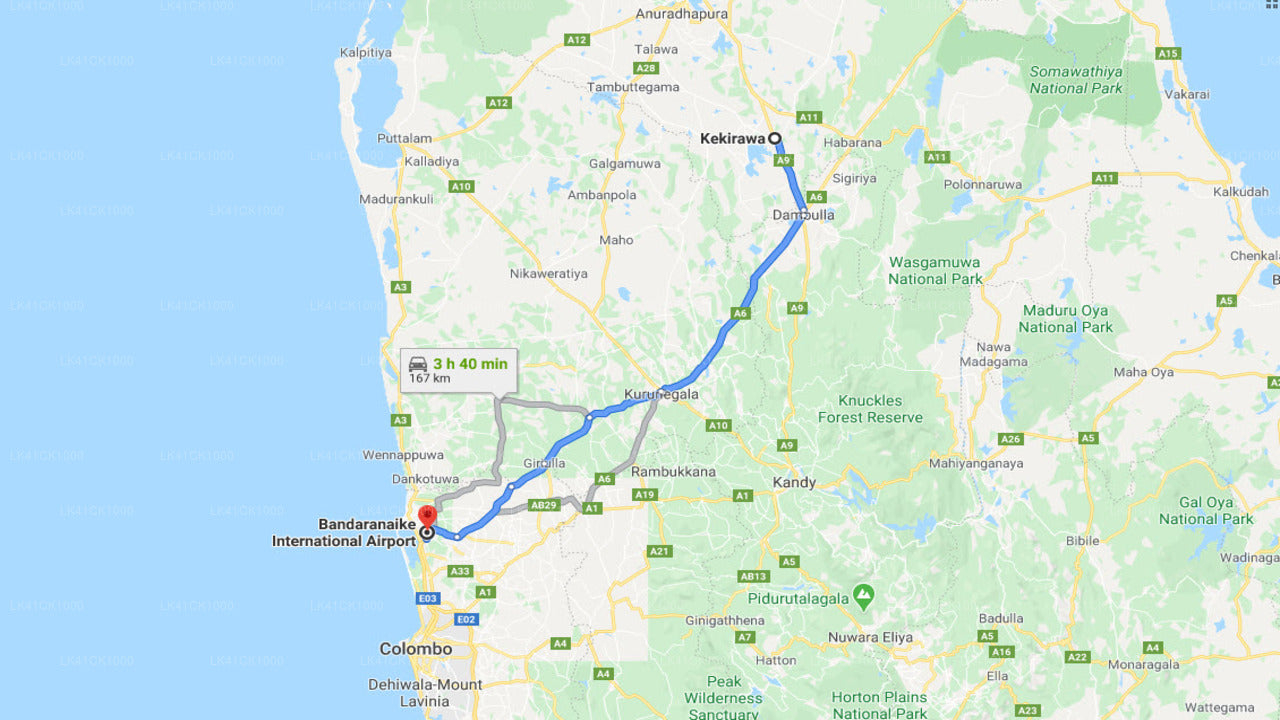 Kakirawa City to Colombo (CMB) Airport Private Transfer