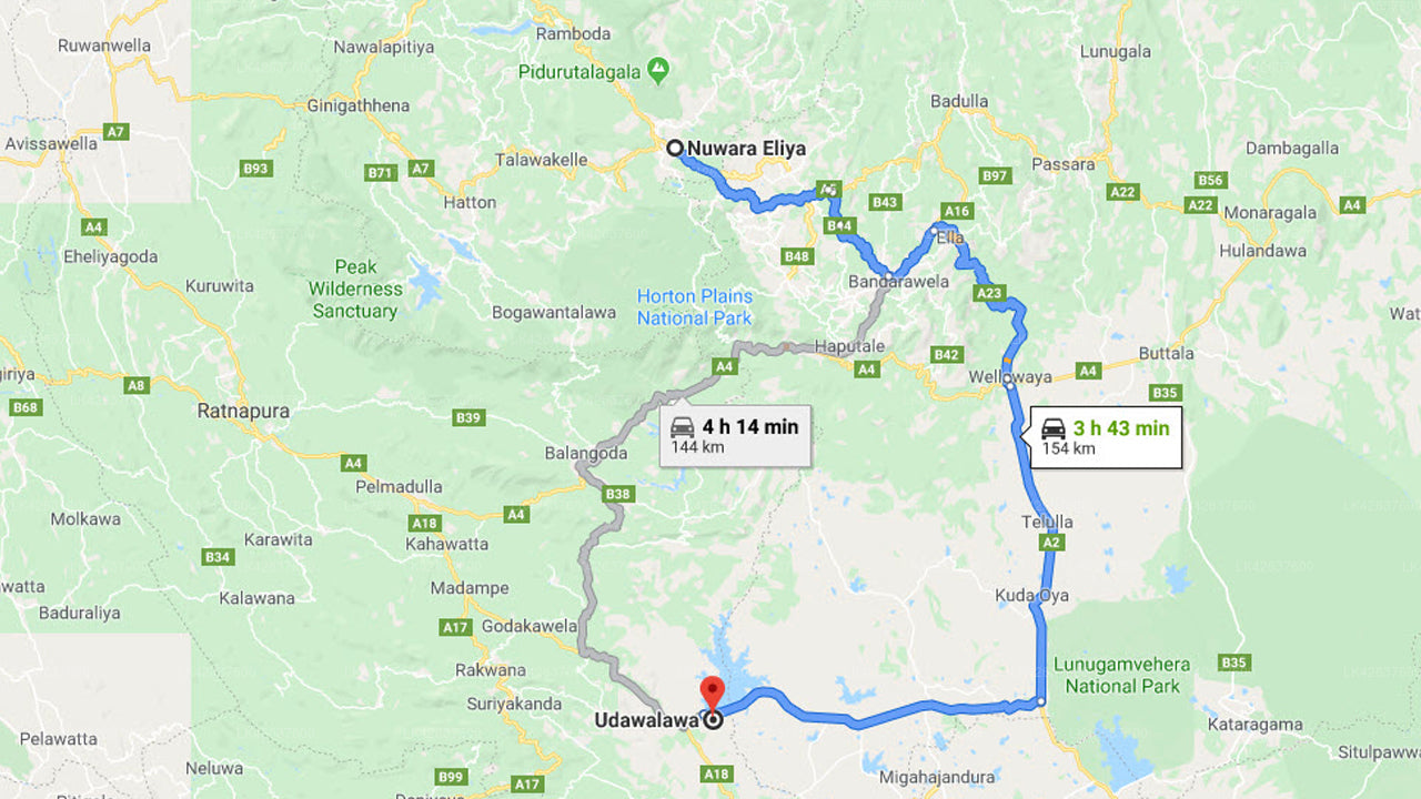 Nuwara Eliya City to Udawalawe City Private Transfer