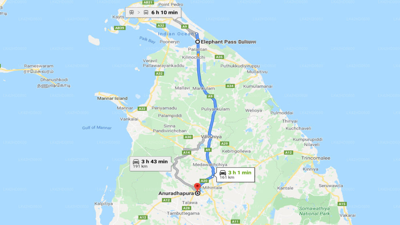 Elephant Pass City - Anuradhapura City Özel Transfer
