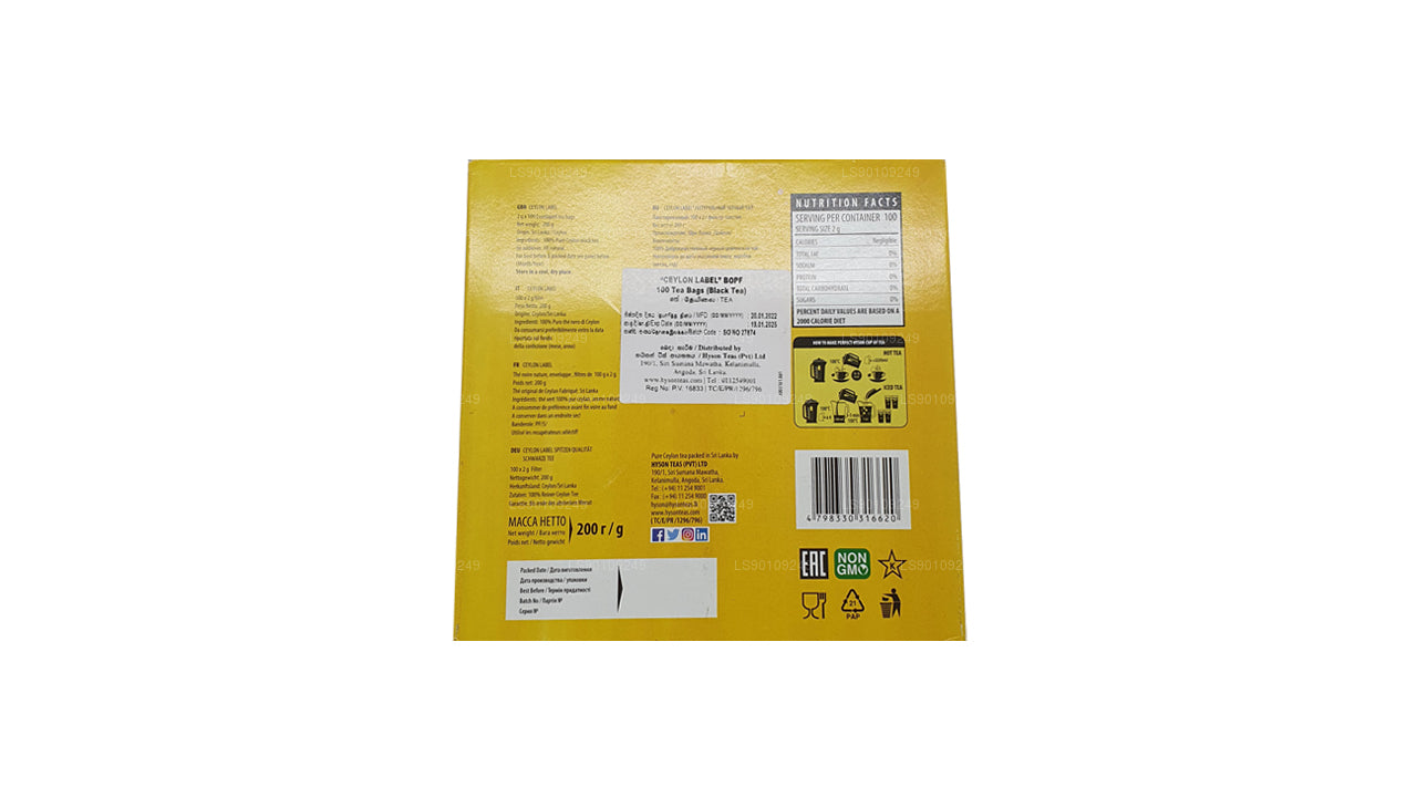 Hyson Seylan Etiketi BOPF (200g) 100 Çay Poşetleri