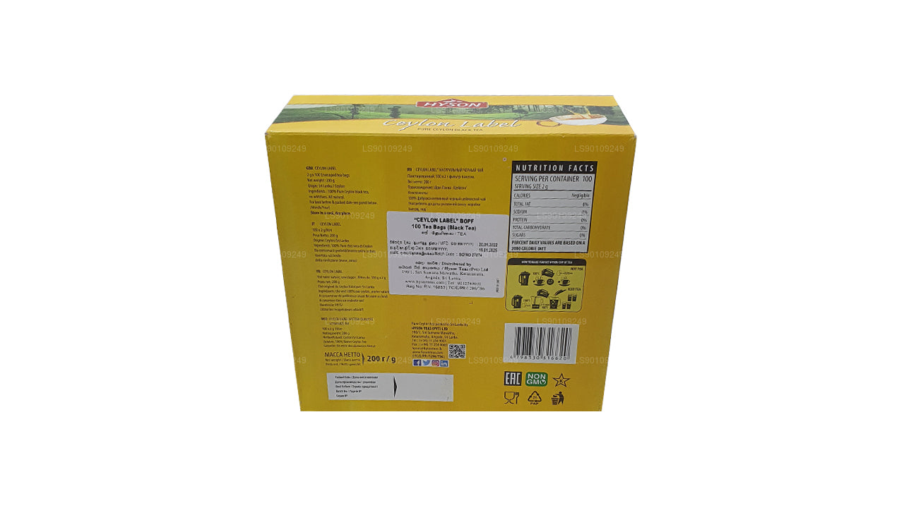 Hyson Seylan Etiketi BOPF (200g) 100 Çay Poşetleri