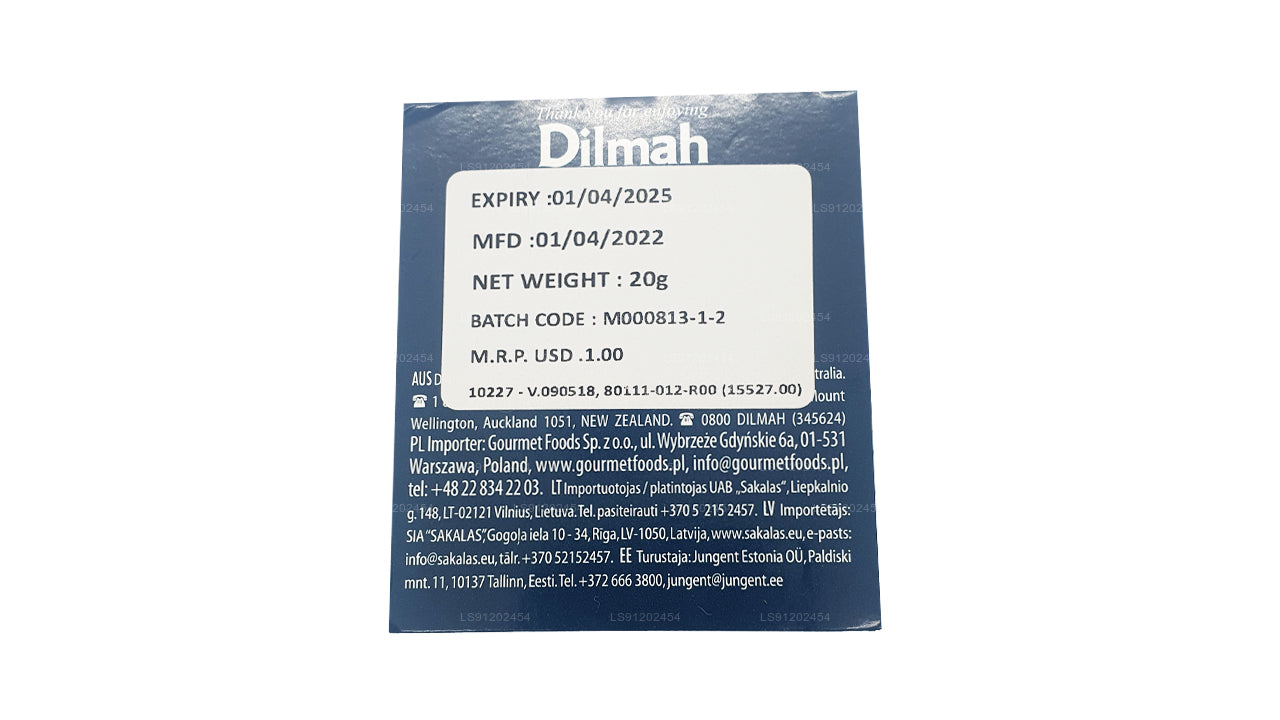 Dilmah Earl Grey Çay (20g) 10 Bireysel Folyo Sarılı Çay Poşeti