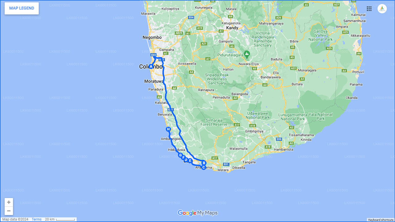 Kolombo'dan Handungoda, Galle ve Kosgoda