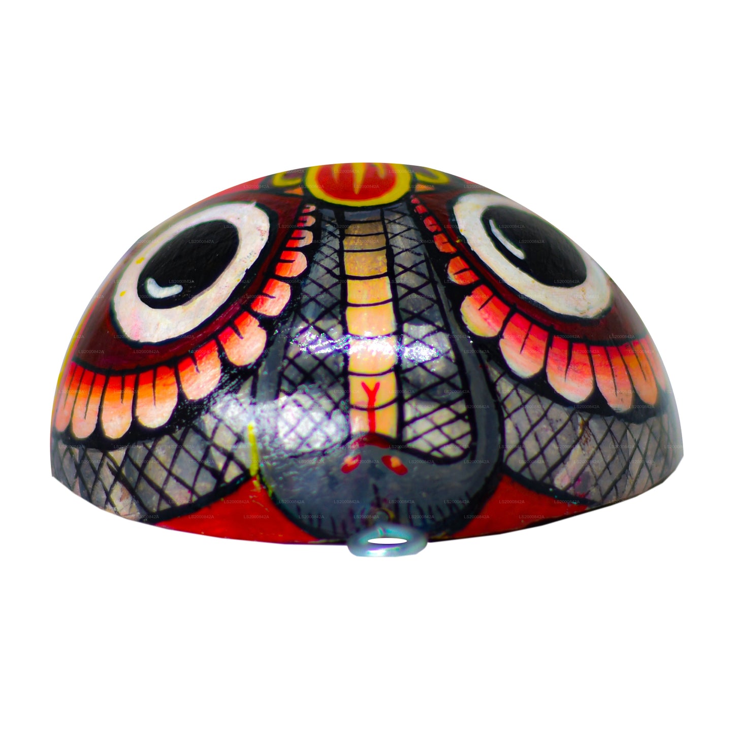 Hindistan Cevizi Kabukları Üzerine Boyalı Sri Lanka Geleneksel Raksha Maskeleri (Mayura, Maru, Agni, Naga) (4'lü Paket)