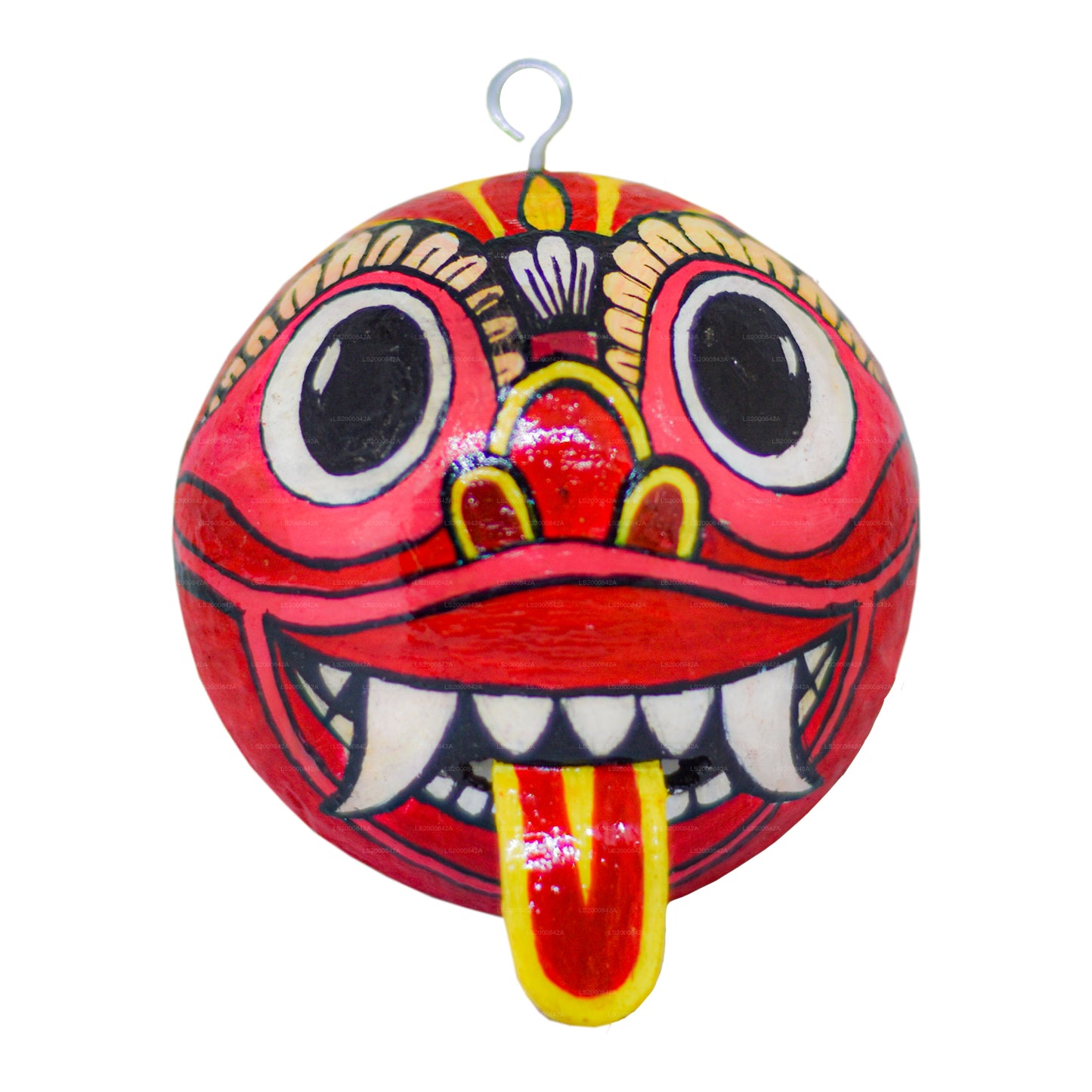 Hindistan Cevizi Kabukları Üzerine Boyalı Sri Lanka Geleneksel Raksha Maskeleri (Mayura, Maru, Agni, Naga) (4'lü Paket)