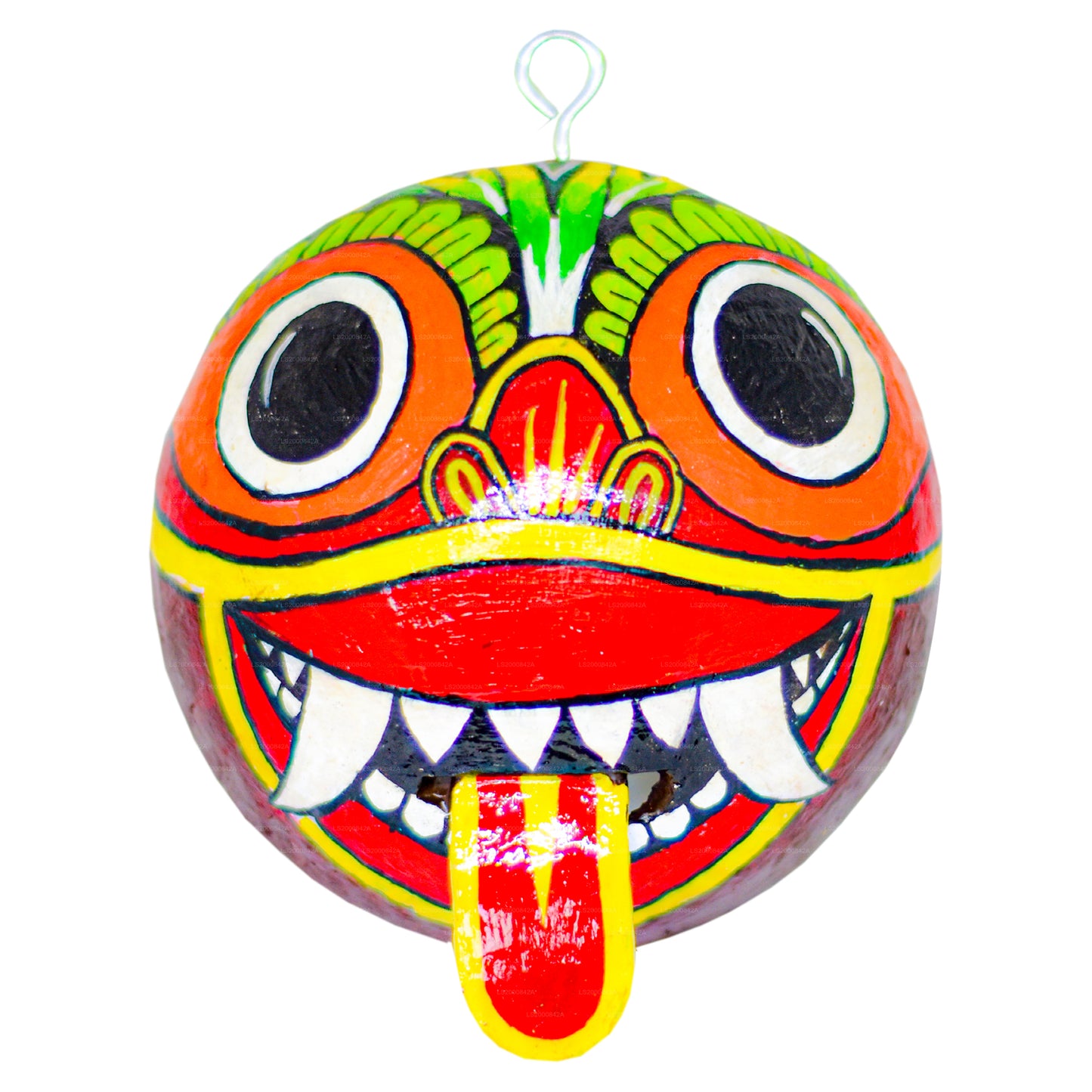 Hindistan Cevizi Kabukları Üzerine Boyalı Sri Lanka Geleneksel Raksha Maskeleri (Mayura, Maru, Agni, Naga) (4'lü Paket)