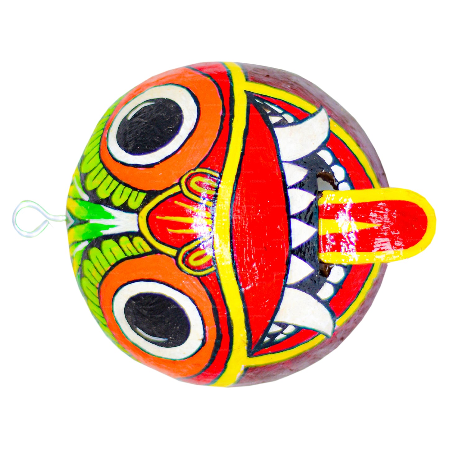 Hindistan Cevizi Kabukları Üzerine Boyalı Sri Lanka Geleneksel Raksha Maskeleri (Mayura, Maru, Agni, Naga) (4'lü Paket)