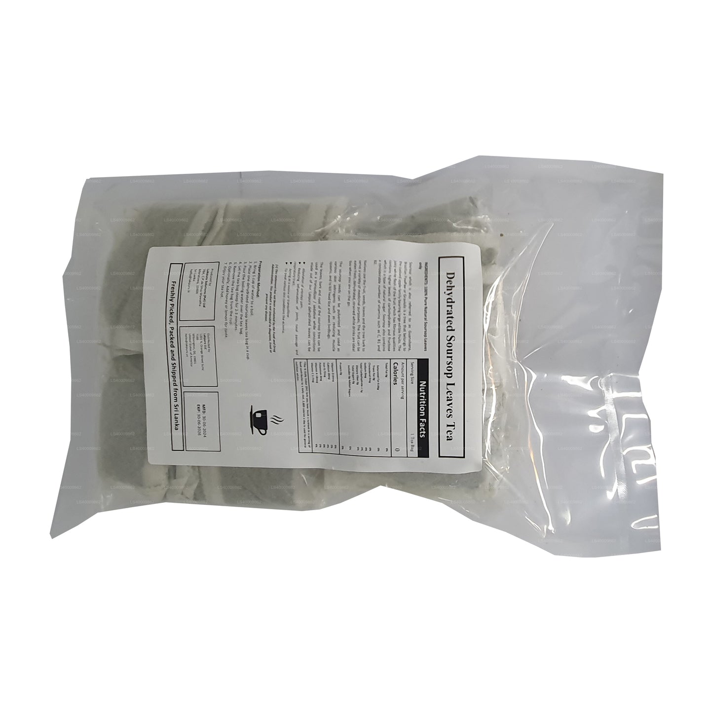 Lakpura Kurutulmuş Soursop (Guanabana, Graviola, Guyabano) Çay Poşetleri