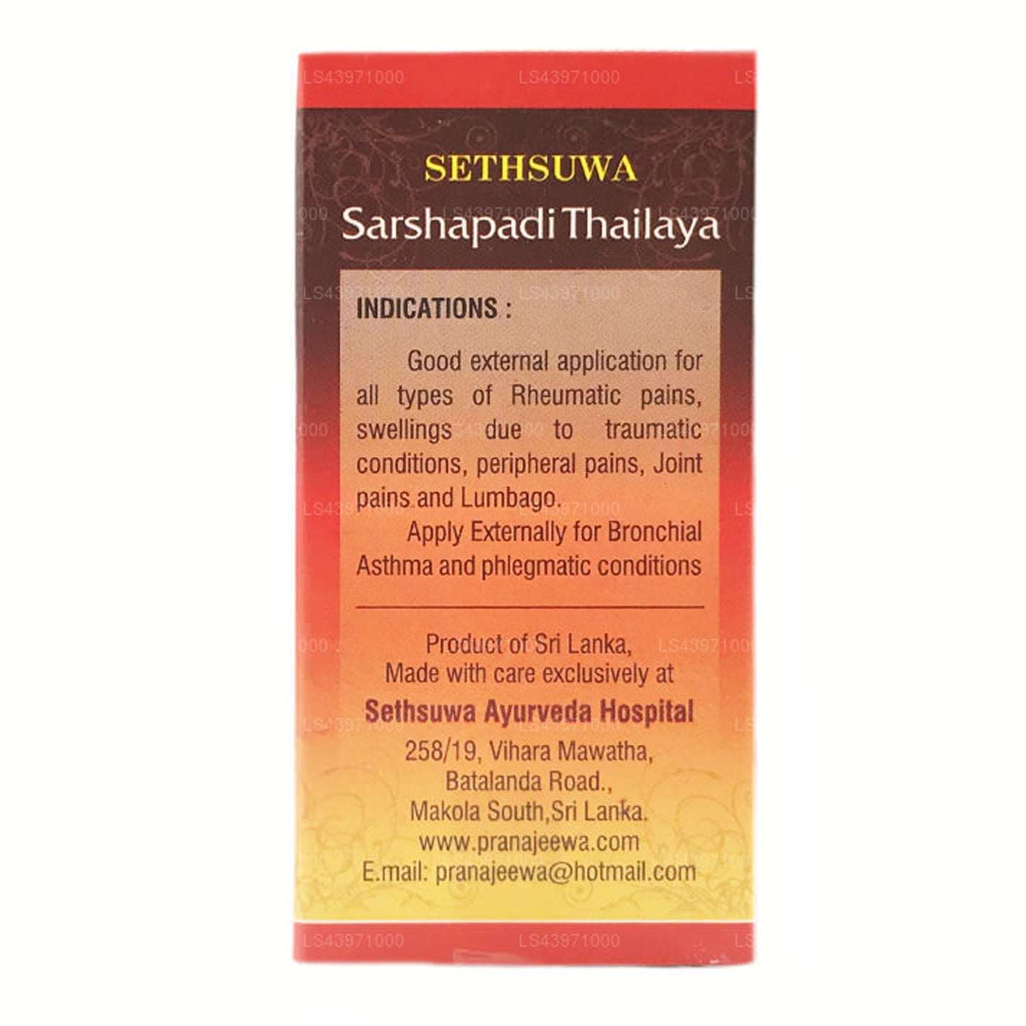 Sethsuwa Sarshapadi Yağı (60ml)