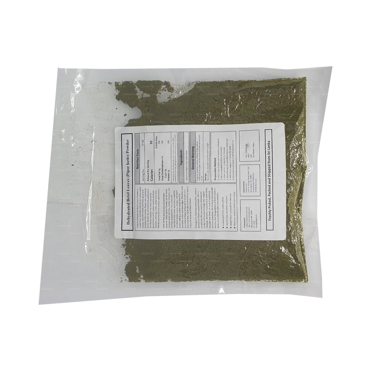 Lakpura Kurutulmuş Tembul Yaprağı Tozu (100g)