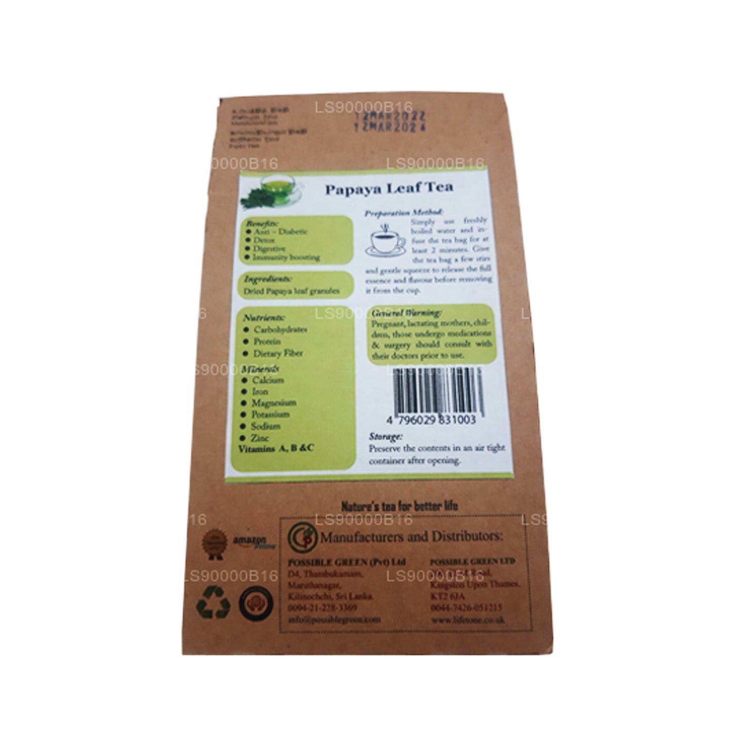 Lifetone Papaya Yaprağı Çay (30g)
