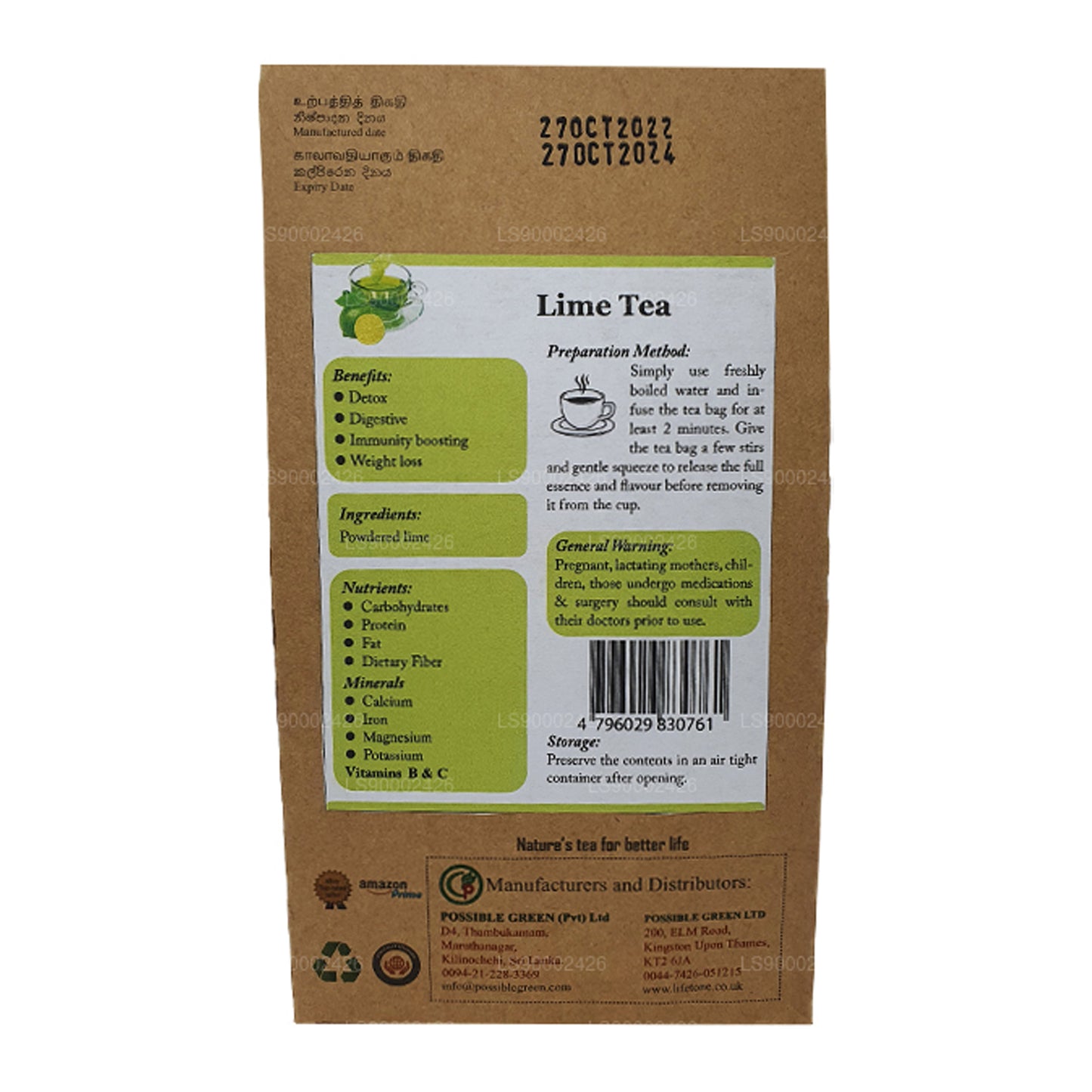 Lifetone Kireç Çayı (30g) 20 Çay Poşetleri