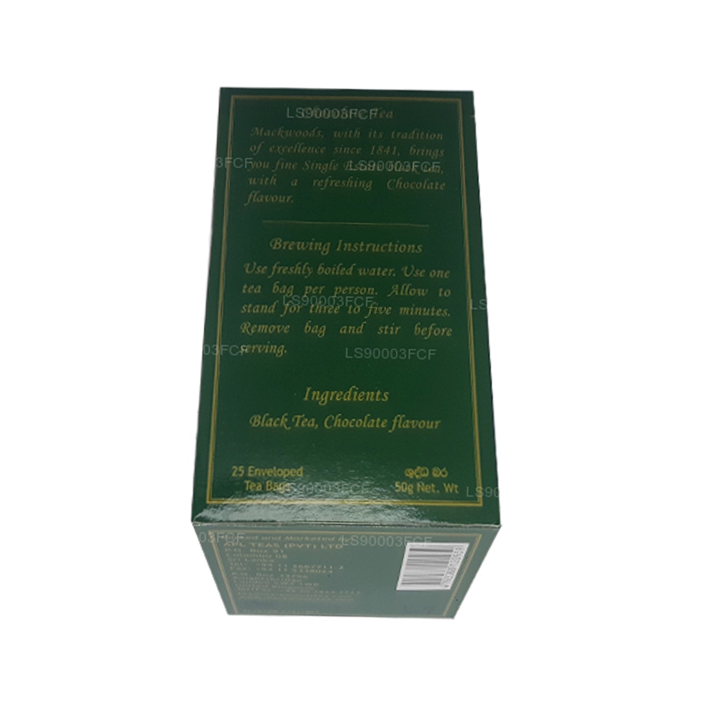 Mackwoods Tek Kişilik Çikolata Aromalı Seylan Siyah Çay (50g) 25 Çay Poşeti
