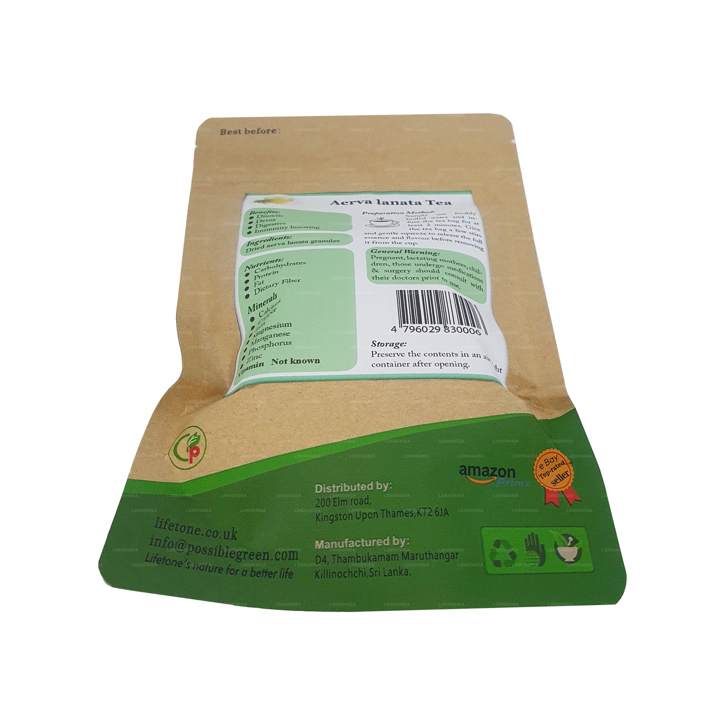 Lifetone (Polpala, Mountain Knotgrass) Aerva Lanata (30g) 20 Çay Poşetleri