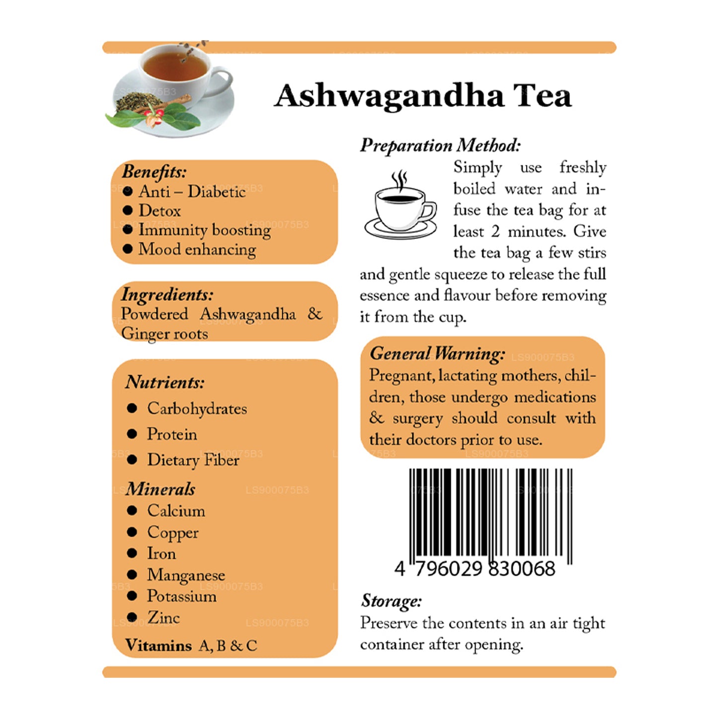 Lifetone Moringa Ashwagandha Ginger Tea  (40g)
