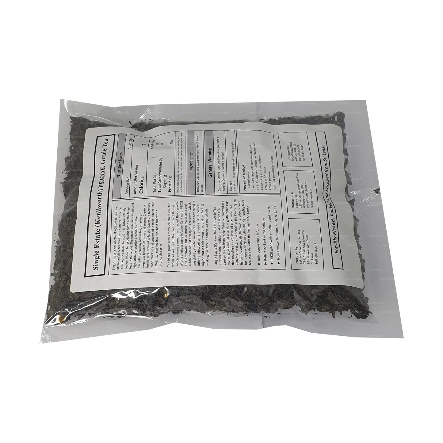 Lakpura Tek Emlak (Kenilworth) PEKOE Sınıfı Seylan Siyah Çay (100g)