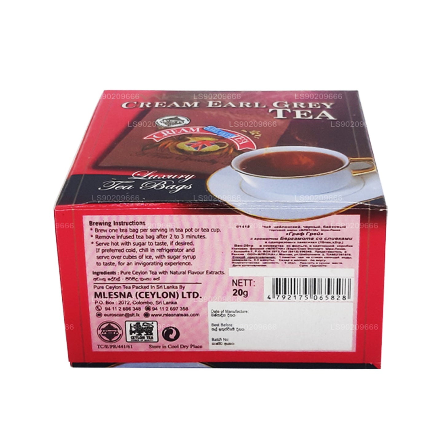 Mlesna Cream Earl Grey Tea (20g) 10 Lüks Çay Poşeti