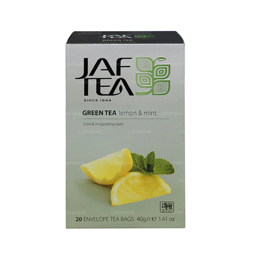 Jaf Çay Saf Yeşil Koleksiyon Yeşil Limon ve Nane Folyo Zarflı Çay Poşetleri (40g)