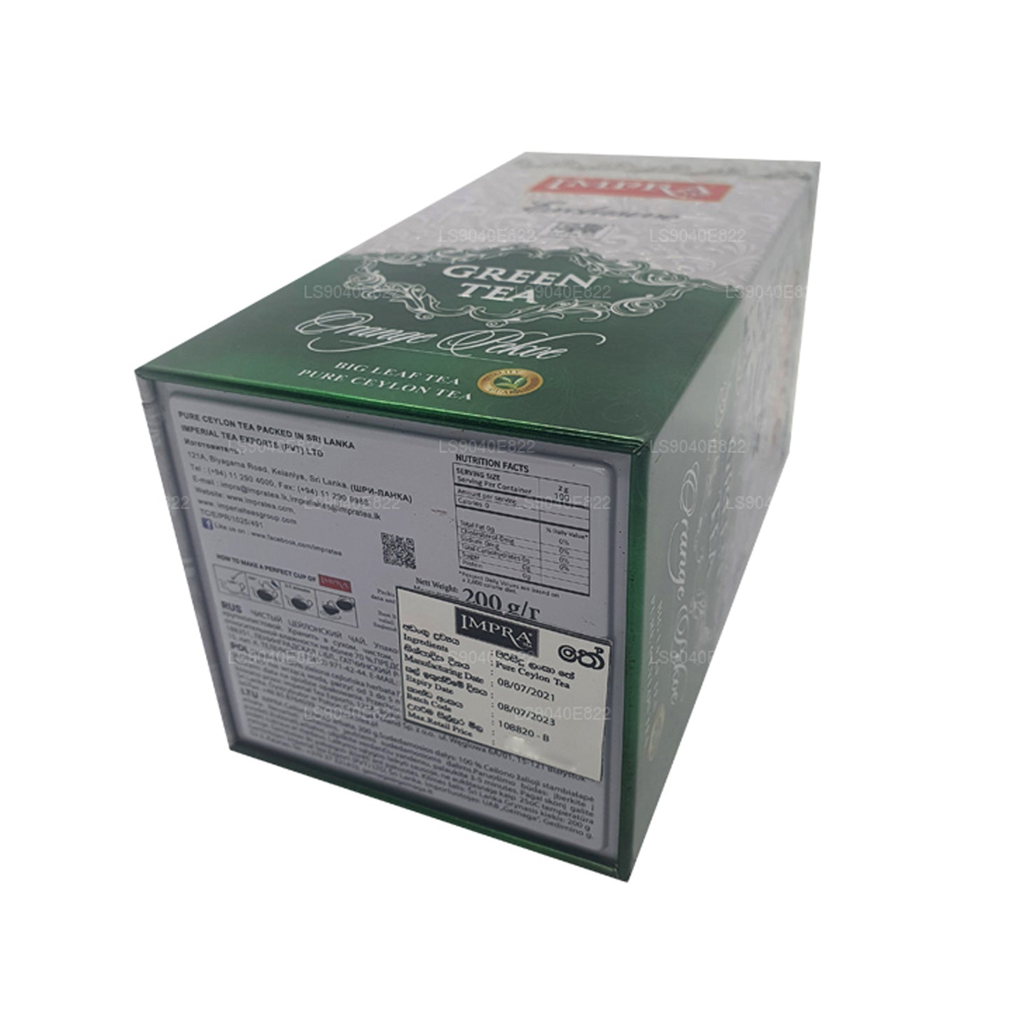 Impra Exclusive Büyük Yaprak Yeşil Çay, Portakal Pekoe (200g) Caddy