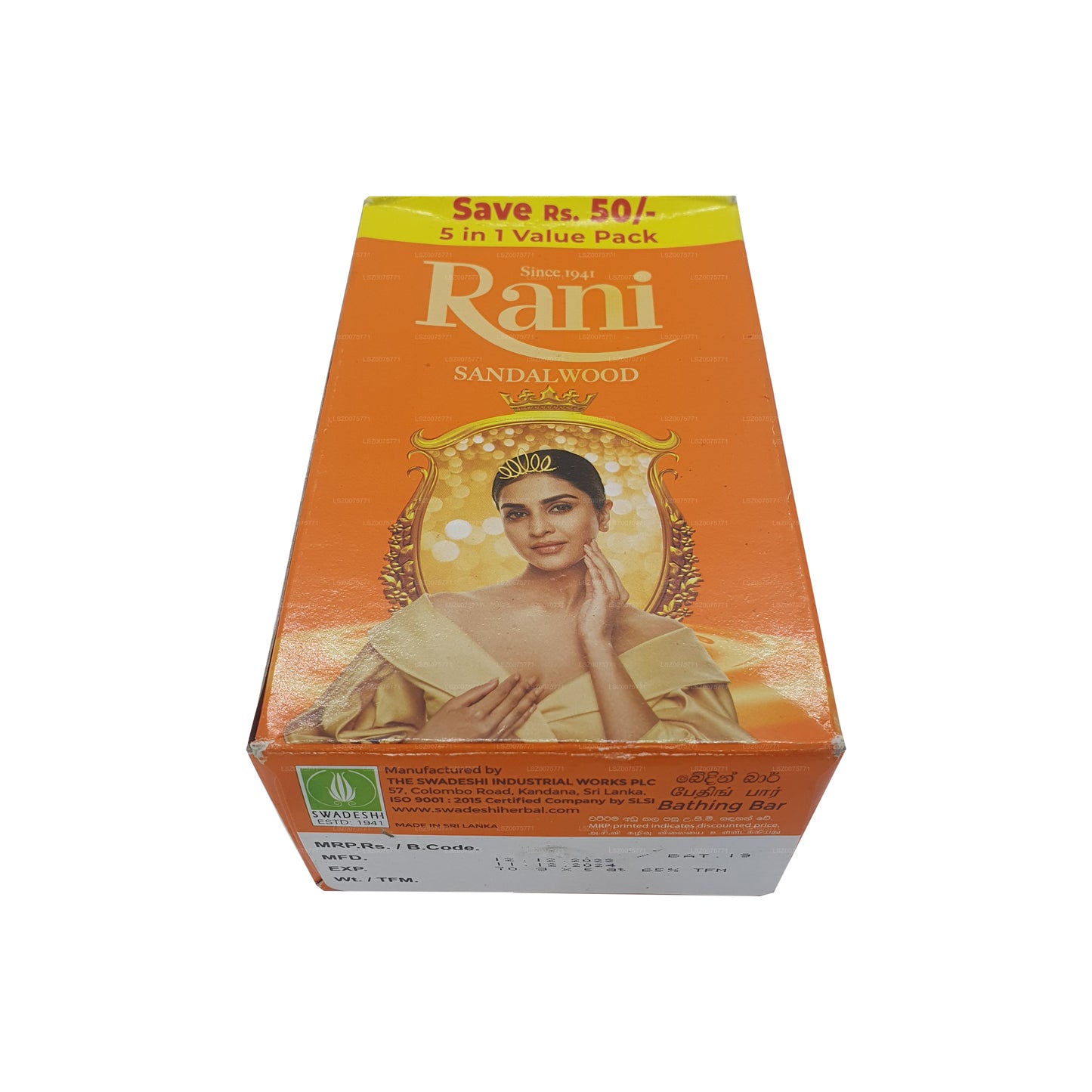 Swadeshi Rani Sandal Ağacı Sabunu 5'i 1 arada (5x70g)