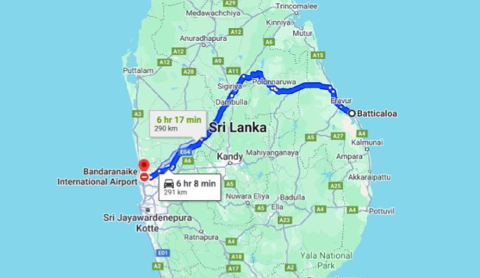 Batticaloa City"dan Kolombo Havalimanı"na (SPK) Özel Transfer