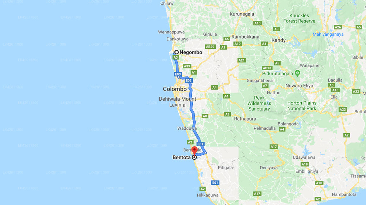 Negombo Şehri-Bentota Şehri Özel Transfer