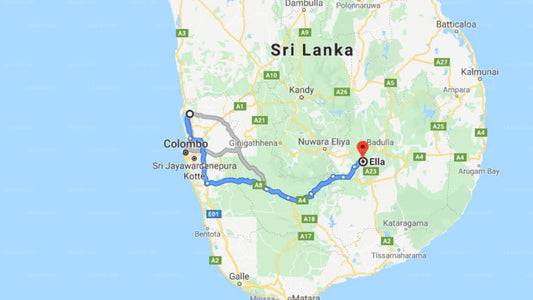 Transfer between Colombo Airport (CMB) and The Secret Ella, Ella